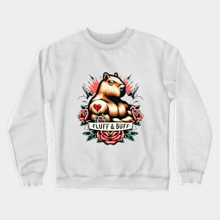 Muscled Capybara | Fluff'nBuff | Fitness Quote | Funny Crewneck Sweatshirt